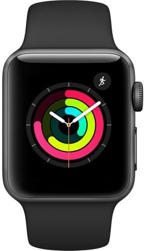 Apple Watch Series 3 (GPS, 42mm) - Space Grey Aluminium Case with Black Sport Band (Renewed)