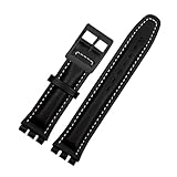 Cong Yi Cinturino For Orologio In Vera Pelle Compatibile Con SWATCH YCS YAS YGS Da Uomo E Da Donna Con Fibbia Pieghevole, Marrone, 17 Mm, 19 Mm(Whiteline-black,19mm)