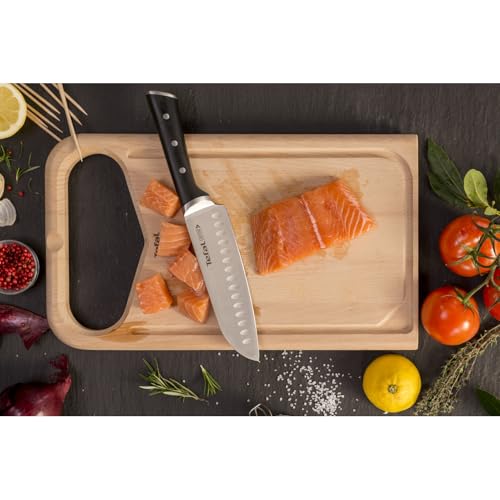 Foto von Tefal Ice Force Santoku Messer, 18cm, Korrosionsschutz, Handschutz, Edelstahl, Edelstahl/Schwarz, K23206