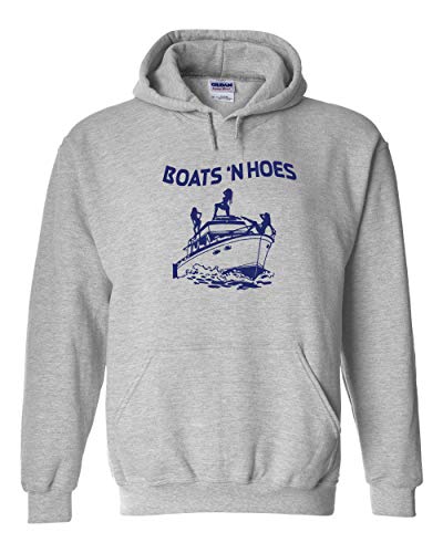 Swaffy Tees 232 Boats â€™n Hoes Funny Hooded Sweatshirt Sport Grey