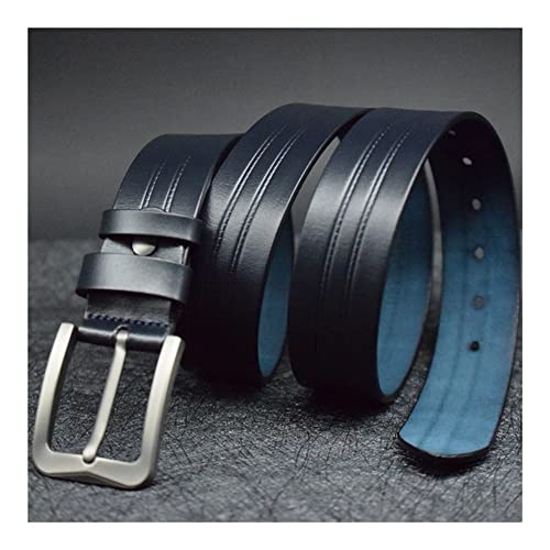 DSJTCH Cinto masculino de couro azul/verde/café/cinto de couro preto para homens liga pin fivela cin