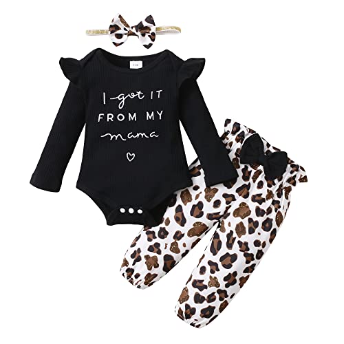 Image of OLLUISNEO Newborn Baby Girl Clothes Infant Outifts Long Sleeve Romper Floral Pant Set Fall Winter Baby Girl Clothes