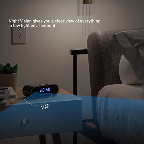 Swayfer Tech Hidden Camera Alarm Clock – Security Camera Indoor Wireless – 1080P Night Vision Camera With Motion Detection And Loop Recording – Nanny Cam Hidden Camera For Home, Office #TOP2
