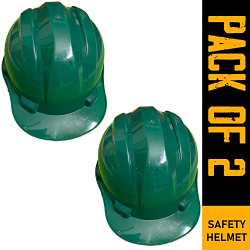 Image of LADWA Green Heavy Duty Superior Safety Helmet, ISI Marked Protective Hard Hat for Construction, Engineering, Industrial and Outdoor Safety Applications (Pack of 2)