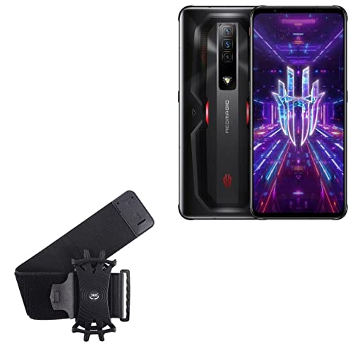 BoxWave Holster Compatible with ZTE Nubia Red Magic 7 - ActiveStretch Sport Armband, Adjustable Armband for Workout and Running - Jet Black