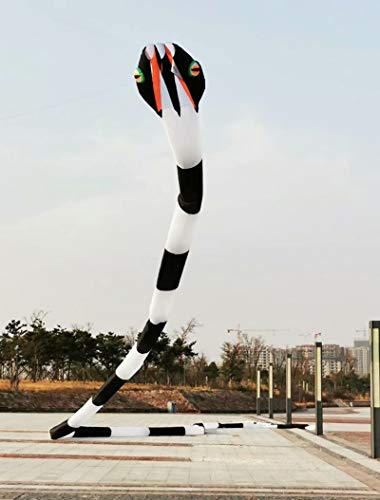 2165 inch 3D Soft Inflatable Snake Kite Large Animal Kite Outdoor Sports Flying Tool Adults Gift (Black and White)