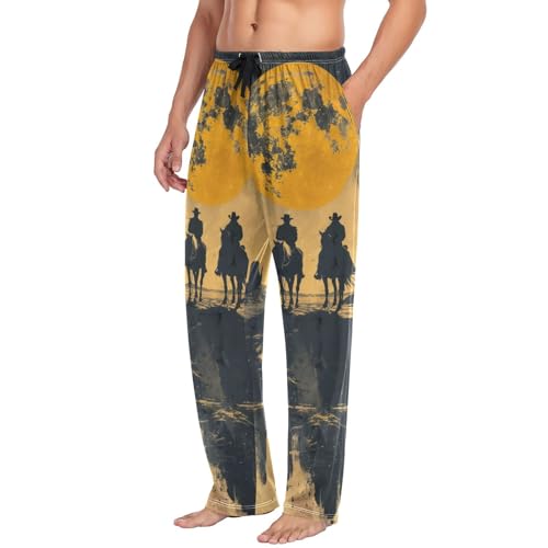 Men's Pajama Pants Sunset Western Cowboys Sleep Pajama Lounge Pant with Pockets, Elastic Waistband4