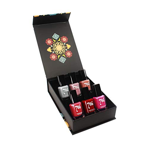 786 Cosmetics - 6 Piece Set - Breathable Nail Polish, Vegan Nail Polish, Cruelty-Free, Healthy, Halal Nail Polish, Fast-Drying Nail Polish (South Asia Nail Polish Set)
