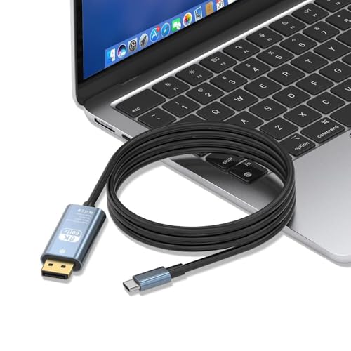 Image of MICROWARE USB C to DisplayPort 1.4 Cable 6FT 8K@60Hz, 4K@120Hz, USBC Type C to DisplayPort Unidirectional USB C to DP Compatible with Thunderbolt 5 /4 /3, MacBook Pro /Air, iPad, iPhone 17 /16, Mac mini