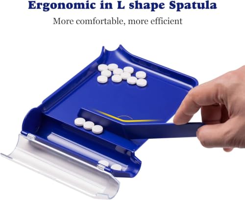 Image of Medarchitect 4PCS Right Hand Pill Counting Tray with Spatula, BlueMedarchitect Right Hand Pill Counting Tray with Spatula (Blue - L Shape)