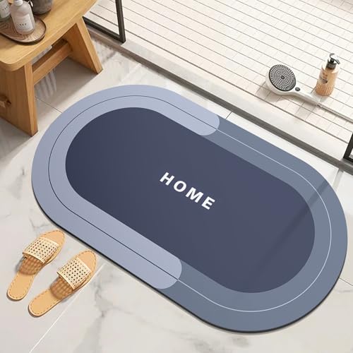 Bath Mat Rugs Non Slip Quick Dry Bathroom Mats Super Absorbent Rubber Bath Mats for Bathroom Floor (Blue, 40 x 60 cm)