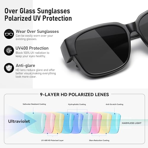 Image of HAOLOTA Polarized Sunglasses Over Glasses Women Wrap-Around Glasses Small Shapes Driving Fishing UV400 Protection