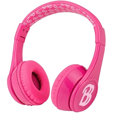 eKids Barbie Bluetooth Headphones, Pink Wireless Headphones with Microphone Includes Aux Cord, Volume Reduced Kids Foldable Earphones for School, Home, or Travel Cover