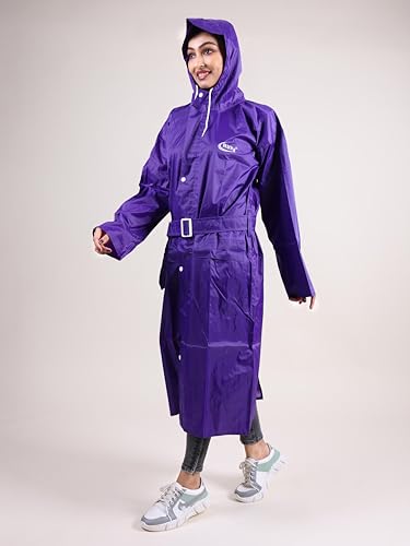 Image of Rupa Rainsuit Women Waterproof PVC Raincoat with Hood & Carry Bag | Lightweight Rainwear for Women with Front Zip | Solid Color | Standard Length | Pack of 1
