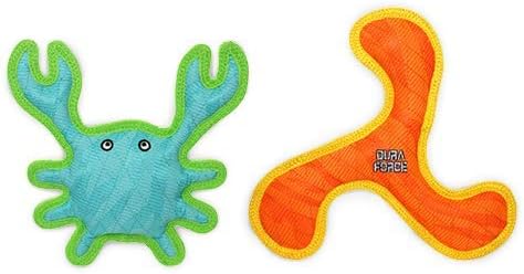 Brinquedos de Pelúcia para Cães Tuffy® DuraForce® Caranguejo e Bumerangue, Pacote com 2