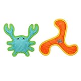 DURA FORCE - Durable Woven Fiber - Crab - Squeakers - Multiple Layers. Made Durable, Strong & Tough. Interactive Play Dog Toy (Tug, Toss & Fetch). Machine Washable & Floats (Combo Pack)