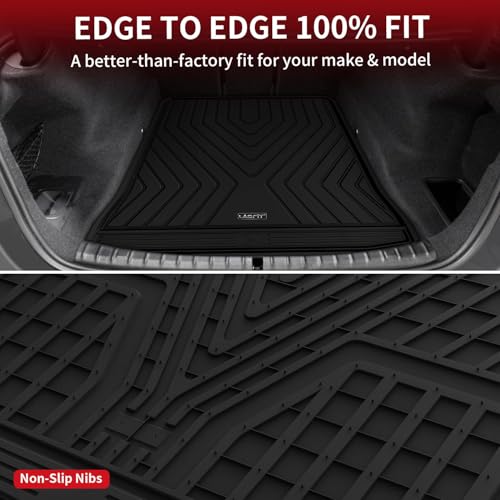 Image of LASFIT Cargo Mat for BMW 5 Series G30 Gas 2017-2023 | For 530i 540i M550i 540d xDrive with Spare Tire, Not Fit 530e or GT, All Weather TPE Custom Fit Cargo Trunk Liner, Black
