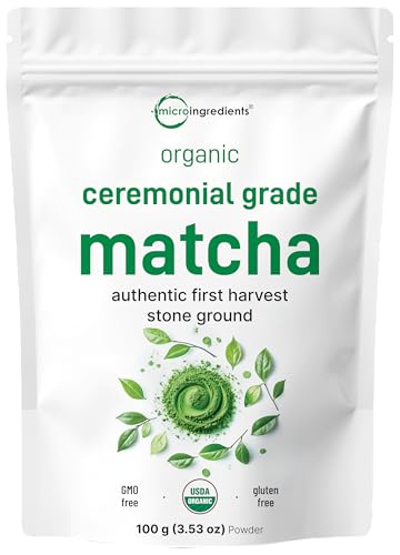 Organic Ceremonial Grade Matcha Powder, 100g | 100 Servings | Premium First Harvest Authentic Japanese Origin | 100% Pure Barista-Grade Sugar-Free Matcha Green Tea For Latte, Beverage & Baking