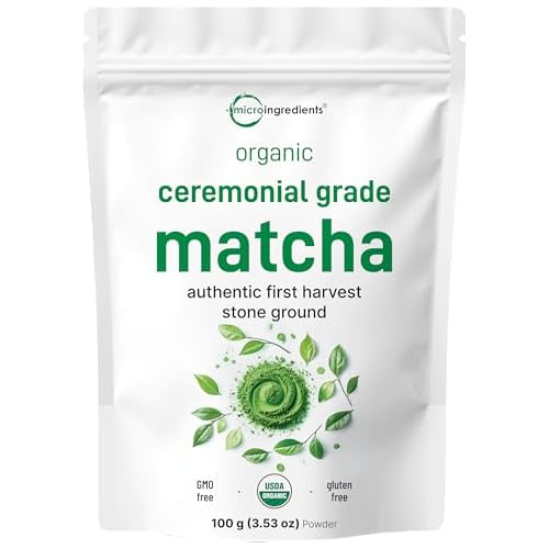 Organic Ceremonial Grade Matcha Powder, 100g | 100 Servings | Premium First Harvest Authentic Japanese Origin | 100% Pure Barista-Grade Sugar-Free Matcha Green Tea For Latte, Beverage & Baki