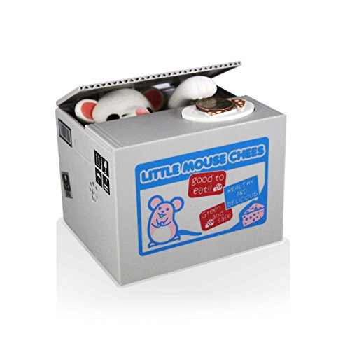 Mischievous Coin Bank For Kids - A Cute Unique Alternative To Piggy Banks - Delights With Realistic Movements and Adorable Designs - Perfect As Kids Birthday Presents or Creative Gifts (Mouse)