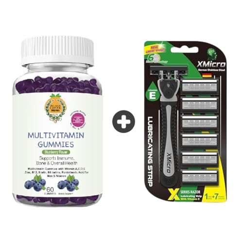 Organic Greek Multivitamin Gummies & XMicro Razors for Men & Women, 1 Razor