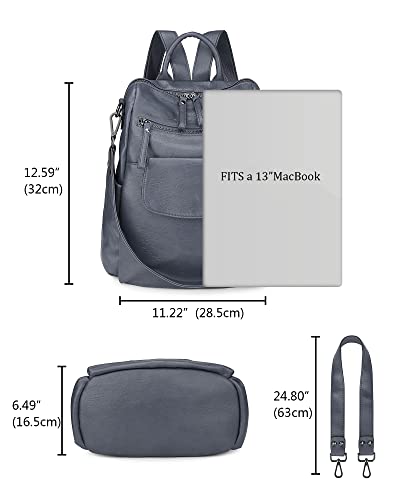 Image of Uromee Backpack Purse for Women Vegan Leather Ladies Fashion Travel Shoulder Bag Convertible