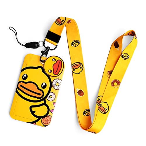 Little Yellow Duck Lanyard with Cute ID Card Holder,Cute Neck Lanyard,Cartoon Lanyard for Keys for Women,Kids ID Cute Lanyard Badge Holder,Rubber Charm Pendant
