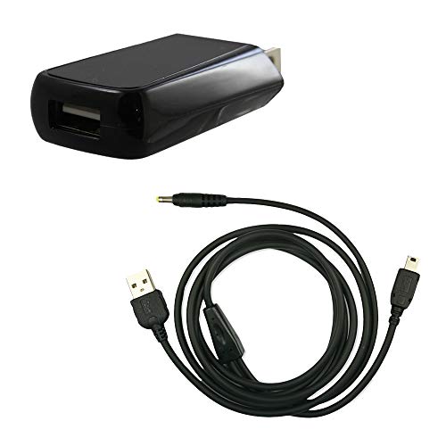 Harper Grove, USB Cable Cord and USB Wall Charger Adapter for Pocket Sony Reader PRS-300 505 600 700 900, Black, 3 ft