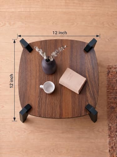 Image of Modern Round Side Table, Home Decor for Living Room, Bed Side Tables for Bed Room, stools for Home, Furniture for Home, 2-Tier White Shelves, 30 x 30 x 40 cm (Square Brown Top)