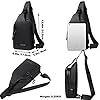 Sac de Poitrine Homme avec Port de Chargement USB Sac Petit Etanche Casual Sling Bag pour Cyclisme,Sport Voyage Excursion(Noir) #5