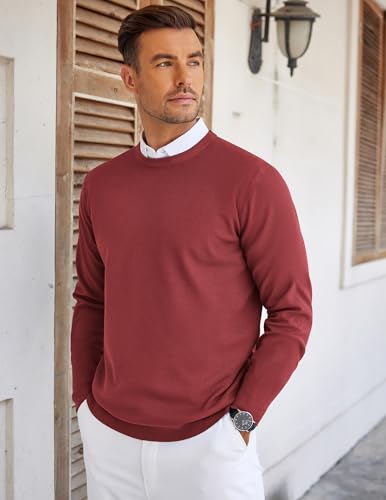 ELESOL Mens Crew Neck Sweaters Long Sleeve Sweaters Lightweight Knit Dress Pullover Sweaters3
