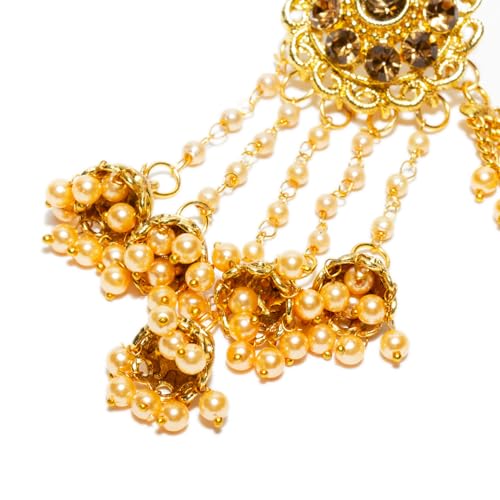 Bindhani Indian Bahubali Style Long Tassel With Multiple Small Jhumki Earring & Back Hair Chain For Women3