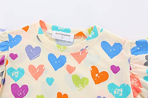 Mud Kingdom Toddler Little Girls T-Shirts Colorful Love Heart Printing Ruffle Sleeve Valentine’s Day Tees Casual Summer3