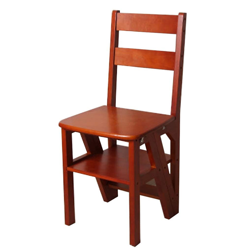 Ladder Stool Convertible 4-Step Stool Natural Wood Multi-Functional Folding Library Ladder Chair 120 Kg Capacity