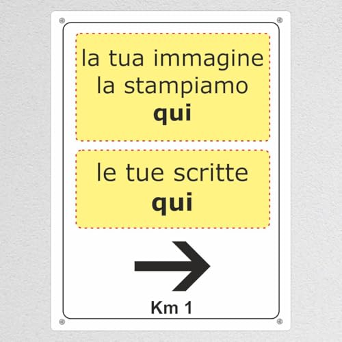 Pubblimania Cartello INDICAZIONI con FRECCE Personalizzato con immagini e scritte a tua scelta. Scegli Alluminio o Metallo con staffe per palo