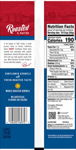 David Roasted & Salted Sunflower Seed Kernels (Case of 12)