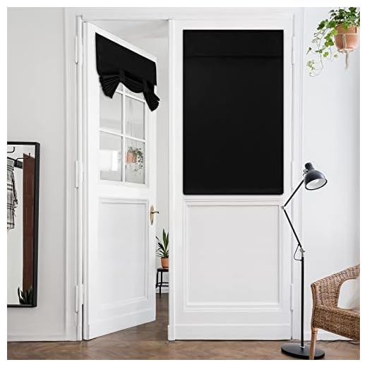 HOMEIDEAS French Door Curtains Blackout Door Curtains for Door Window, French Door Blinds for Glass Door, Thermal Insulated Tie Up Shade Door Window Covering for Bedroom, Black, W26 X L40, 1 Panel