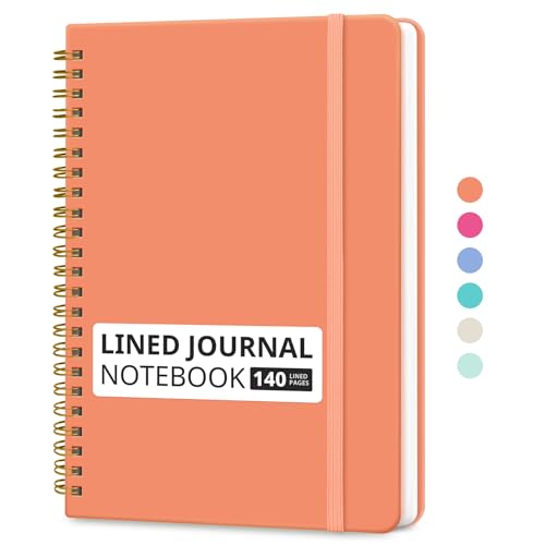 Image of Taja Lined Spiral Journal Notebook for Women & Men, 140 Pages, College Ruled Hardcover Notebook for Work & Note Taking, Journals for Writing, A5(5.7 inch x 7.9 inch) - Coral