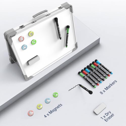 Image of TSJ OFFICE Small Dry Erase White Board - 12 inch x 16 inch Mini Easel Desktop Double Sided Whiteboard, Portable Magnetic Board on Table Top with Holder for Drawing, Teacher Instruction, Memo Board