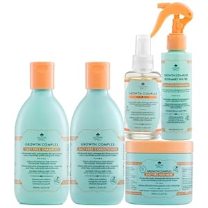 Nature Spell Growth Complex Haircare Set of 5 – Shampoo & Conditioner, Hair Growth Oil, Hair Mask & Leave-in Conditioner