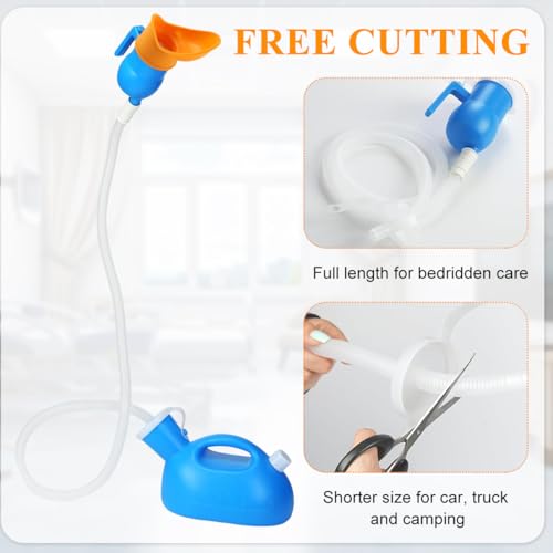 Image of HANNEA 2000ml Female Urinals for Women Men, Spill Proof Urinal Bottle, Handheld Pee Bottle with Handle, Soft Rubber Rim, Reusable Pee Kettle for Hosp*tal Home Camping