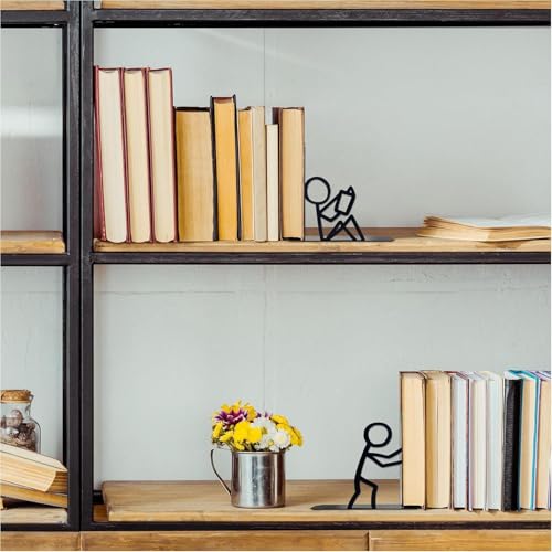 Sujetalibros de metal para evitar la caída de libros en estanterías inestables 4