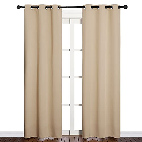Image of NICETOWN Room Darkening Draperies Window Curtain Panels, Thermal Insulated Grommet Room Darkening Curtains for Bedroom (Biscotti Beige, 2 Panels, W34 x L84 -inch)