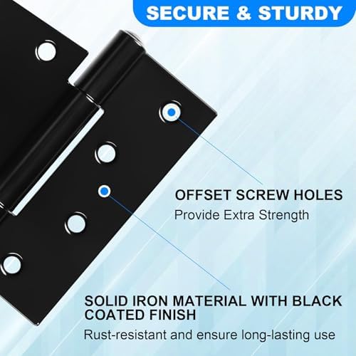 Bisagras En T HOME MASTER HARDWARE De 3.5 Pulgadas - Acero Negro, Paquete De 4 Con Tornillos, Para Puertas De Granero, Vallas O Cobertizos