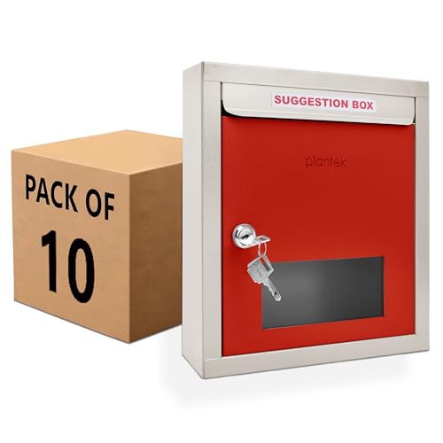Image of Plantex All in 1 Multipurpose Letter Box /Suggestion Box /Complaint Box /Donation Box with Lock - Pack of 10 (Red & Ivory)