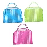 Healeved 3 Piezas Bolsa Aseo Mujer Transparente Colores Rojo Verde Azul Neceser Viaje Maquillaje Organizador Cosméticos Portátil Aeropuerto