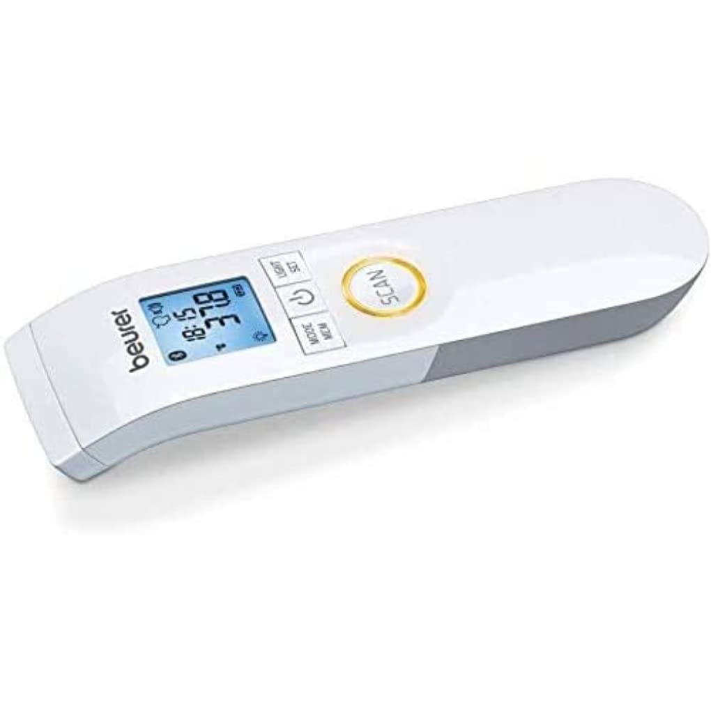 Beurer FT 95 Thermomètre médical infrarouge, Bluetooth et application dédiée & PO 30 - Oxymètre de pouls digital pour la mesure de la saturation en oxygène, 61 x 36 x 32 mm, 57 gr, blanc et argent