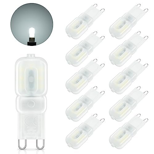 Bombilla LED G9 3W, Es Equivalente A Una Lámpara Halógena De 30W, Blanco Frío 6000K, 250LM, Sin Parpadeo, 360 Grados, No Regulable, 10 Piezas
