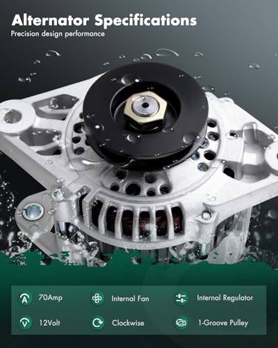 Image of SCITOO Alternator Replacement for Nissan for Frontier 2.4L 1998-2004,for Nissan for Urvan 2.4L 2000-2004,for Nissan for Xterra 2.4L 2000-2004,70A CW 1-Groove AHI0062 400-44034 13778 23100-3S500