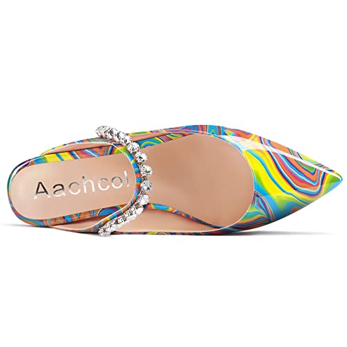 Aachcol Women Low Heel Flats Pumps Mary Jane Ankle Strap Slip-on Pointed Toe Slingback Dress Shoes Office Party Wedding Patent 0.5 Inch4